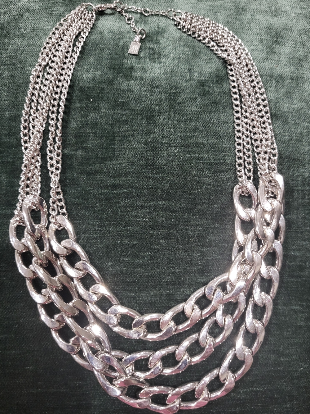 Steel-Silver tone Multi-Strand Chain Statement Necklace